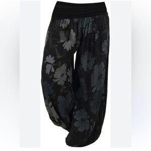 Beyond Capri Made in Italy Floral Semi Sheer  Loose Fitting Elastic Cuff Pants